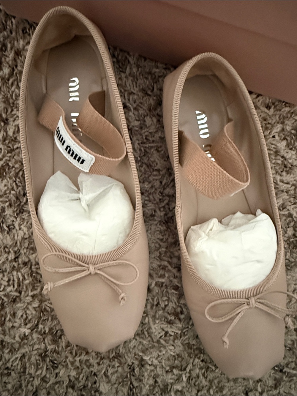 Miu Miu Leather Ballet Flats Beige 37 - Picture 3 of 7